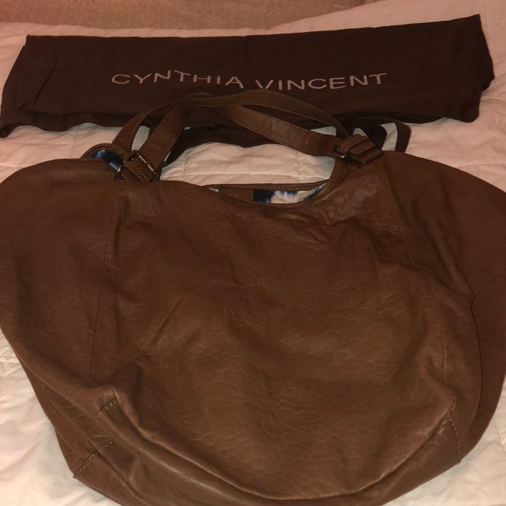 Cynthia Vincent Brown Leather Tote Bag